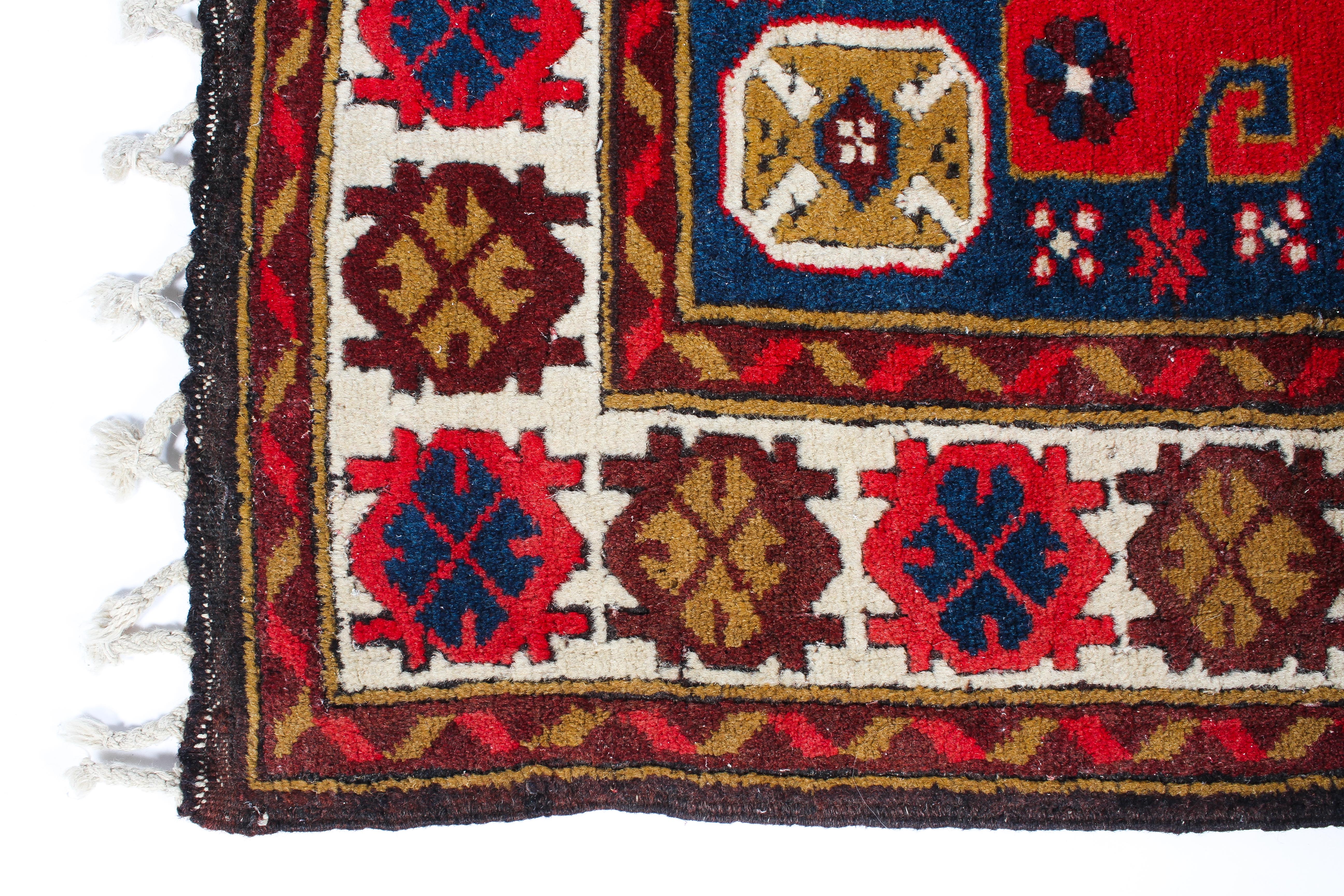 A Kelim style wool rug red ground with typical geometric decoration. - Image 2 of 3