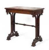 A Victorian leather topped side table with single frieze drawer,