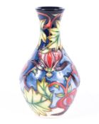 A contemporary Moorcroft trial vase, of baluster form, signed and dated to base Shirley Hayes,