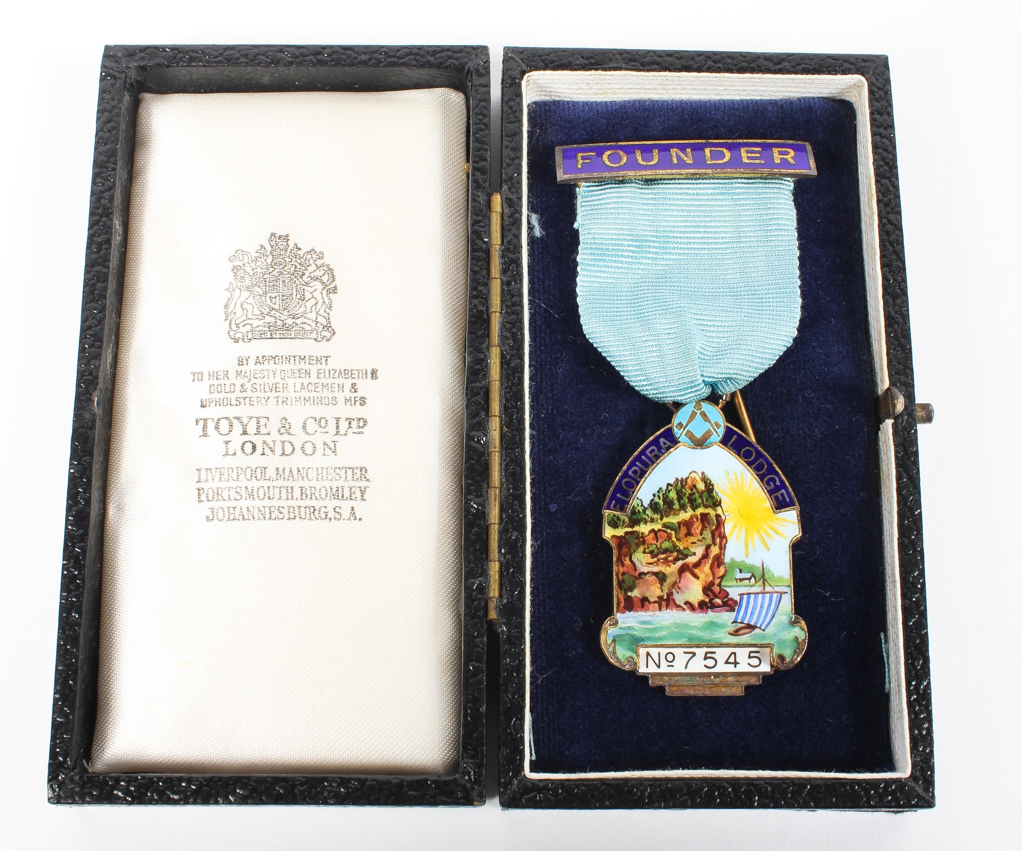 A gilt silver Masonic Jewel medal with enamel decoration, Elopura Lodge. - Image 3 of 4