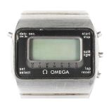 A vintage stainless steel gents Omega Speedmaster digital wristwatch,