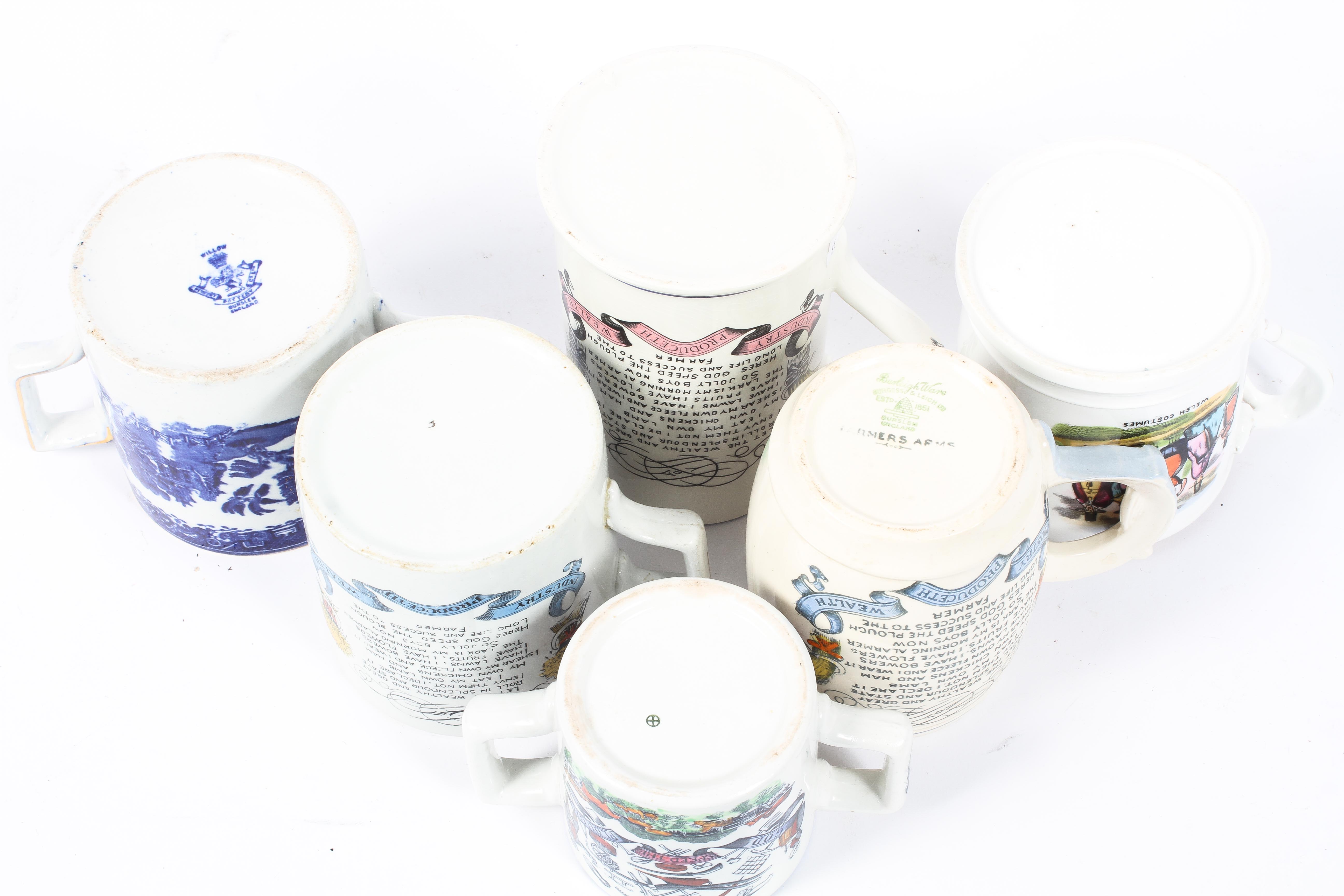 Six Staffordshire pottery mugs, including four 'God Speed the Plough' mugs, - Image 3 of 5