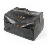 Victorian (Asprey's) green leather gentleman's travelling dressing case,