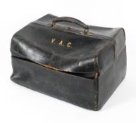 Victorian (Asprey's) green leather gentleman's travelling dressing case,