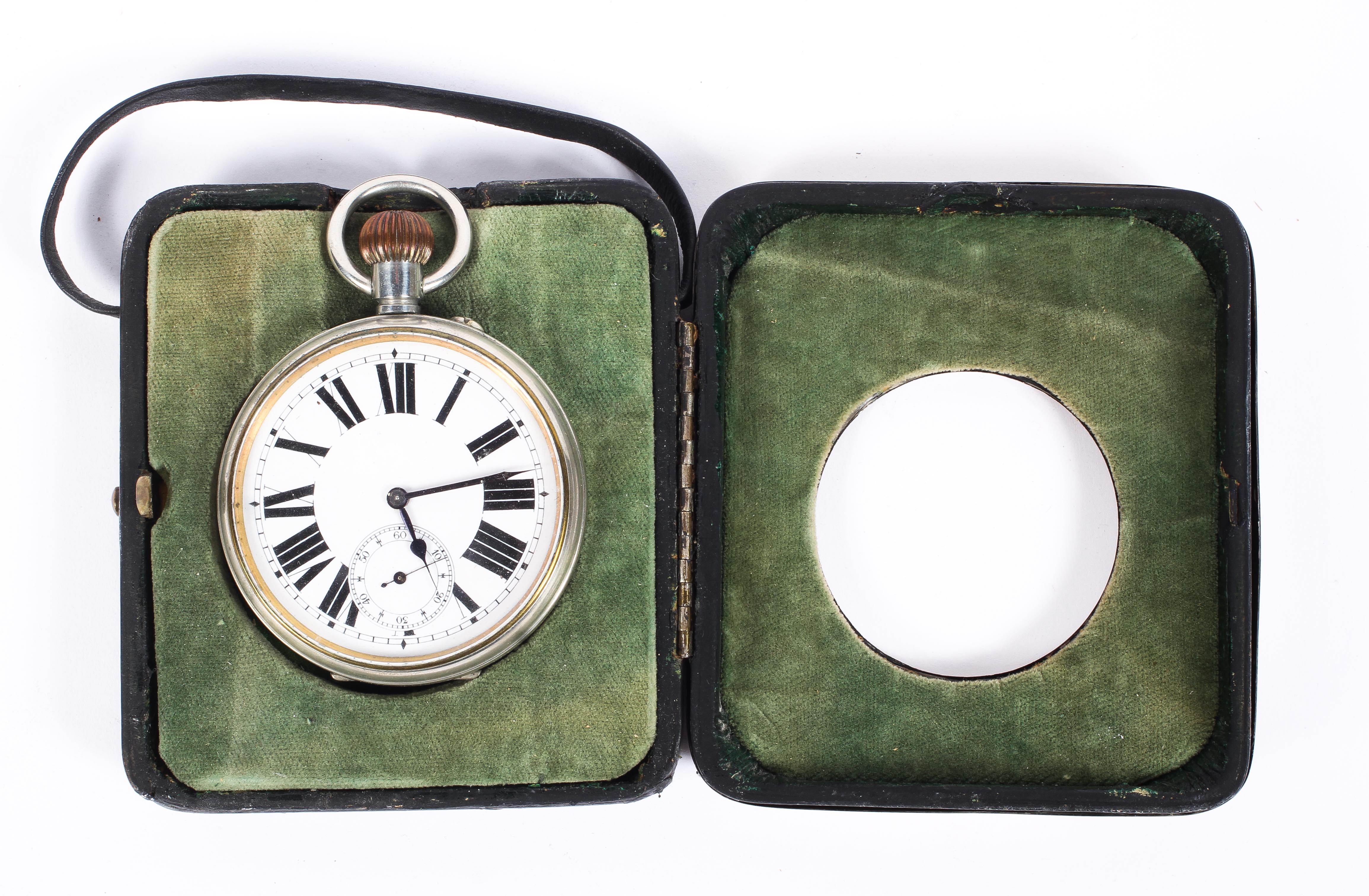 An Edwardian silver plate cased Goliath pocket watch in original silver display case, - Image 3 of 4