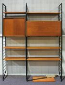 A retro Ladderax style teak shelving and storage unit,