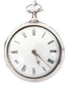 A George III silver pair cased open faced pocketwatch,