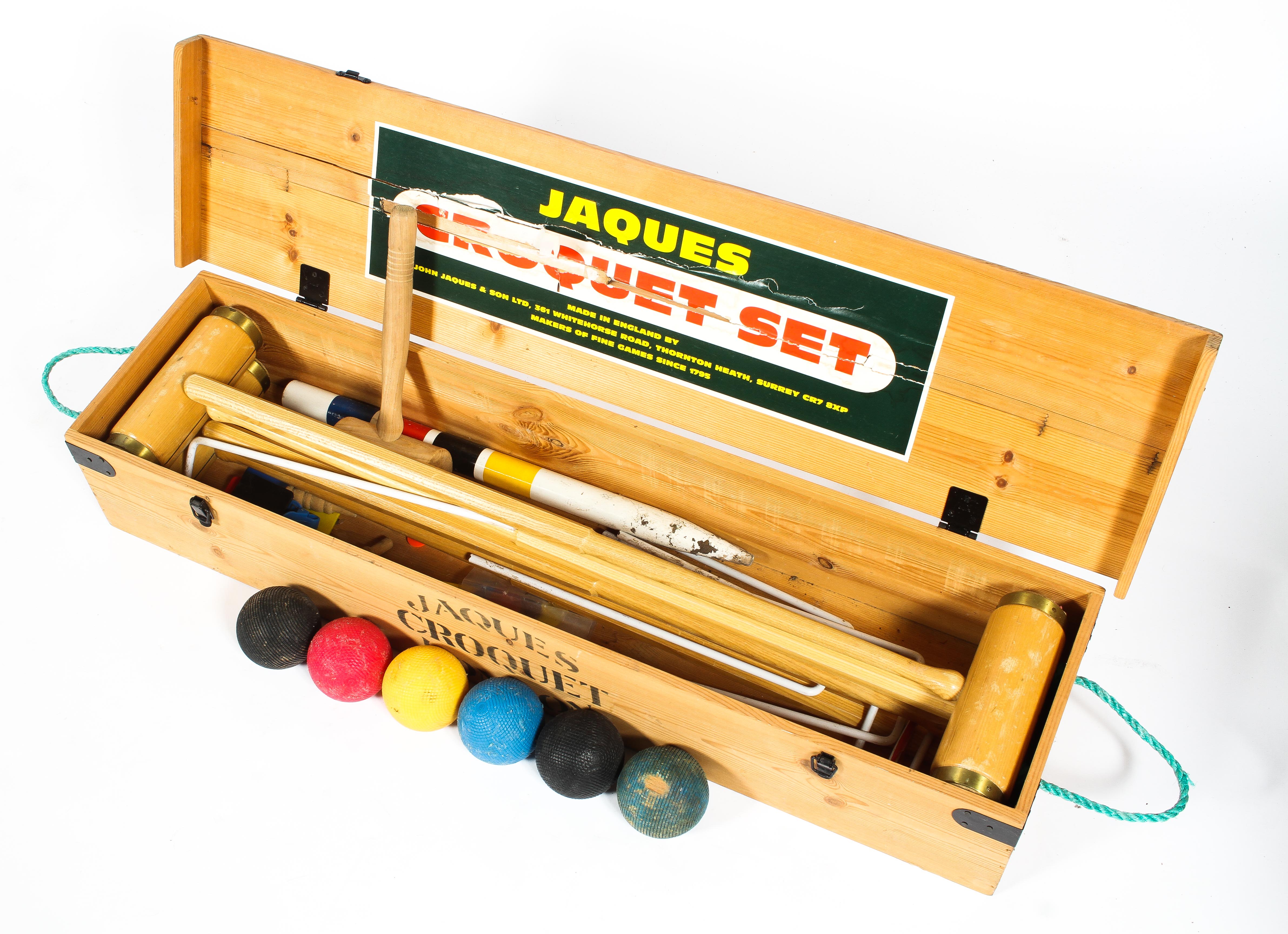 A Jaques lawn croquet set.