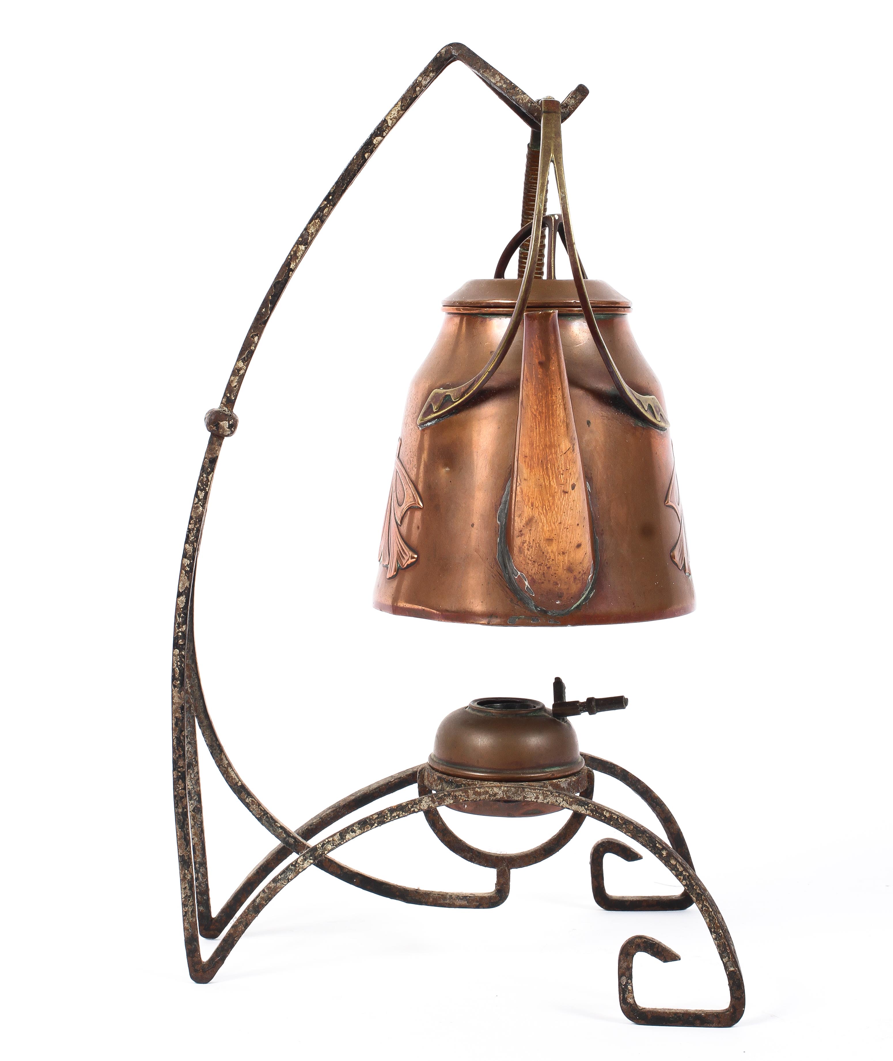 An Art Nouveau/Secessionist style copper kettle with moulded decoration, - Image 2 of 3