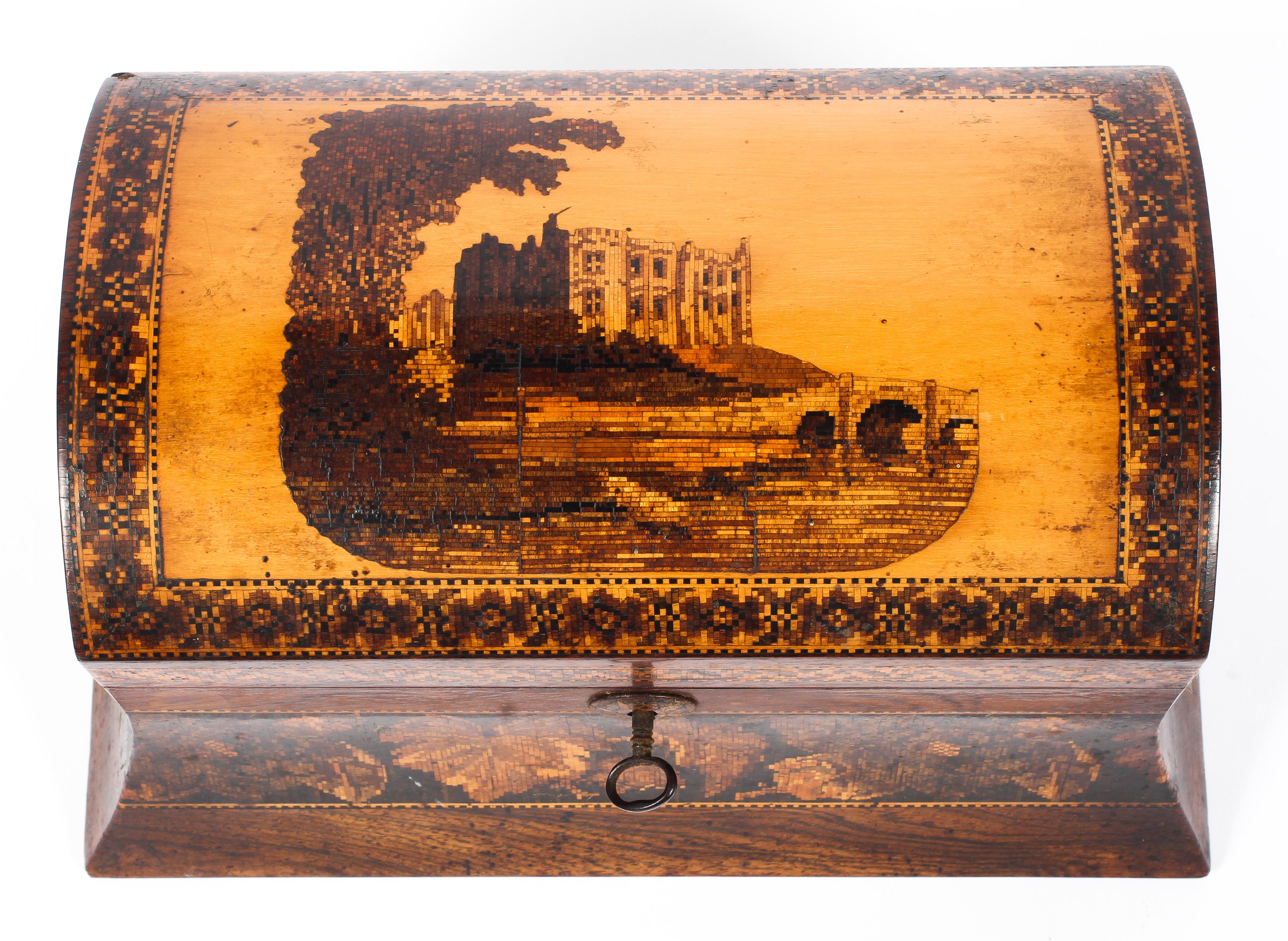 A Tunbridge ware domed rectangular tea caddy, circa 1870, - Image 3 of 3