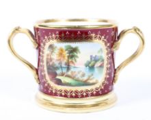 A Staffordshire porcelain two-handled commemorative mug,