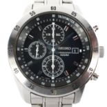 A contemporary quartz Seiko chronograph 100m gents wristwatch,