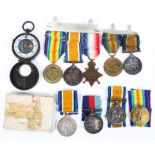 A collection of Victorian and WWI medals to include Egypt 1882 awarded to W.