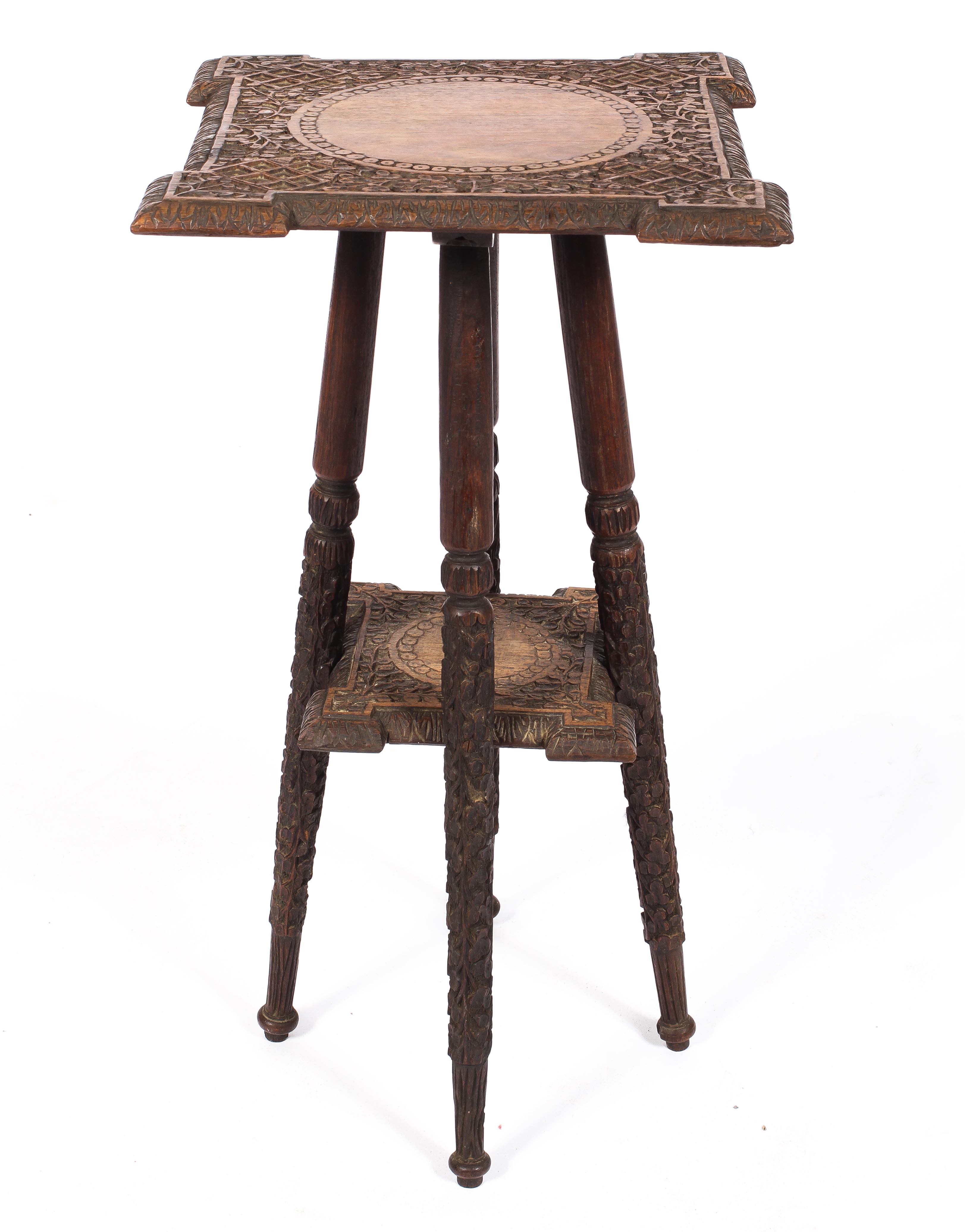 An Anglo-Indian carved hardwood occasional table, late 19th/early 20th century,