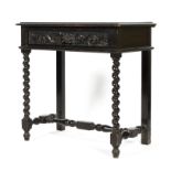 A Victorian carved and ebonised side table in the 17th century style,