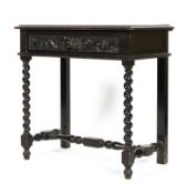 A Victorian carved and ebonised side table in the 17th century style,