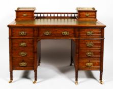 A 20th century brass mounted oak desk, late 19th century style ,