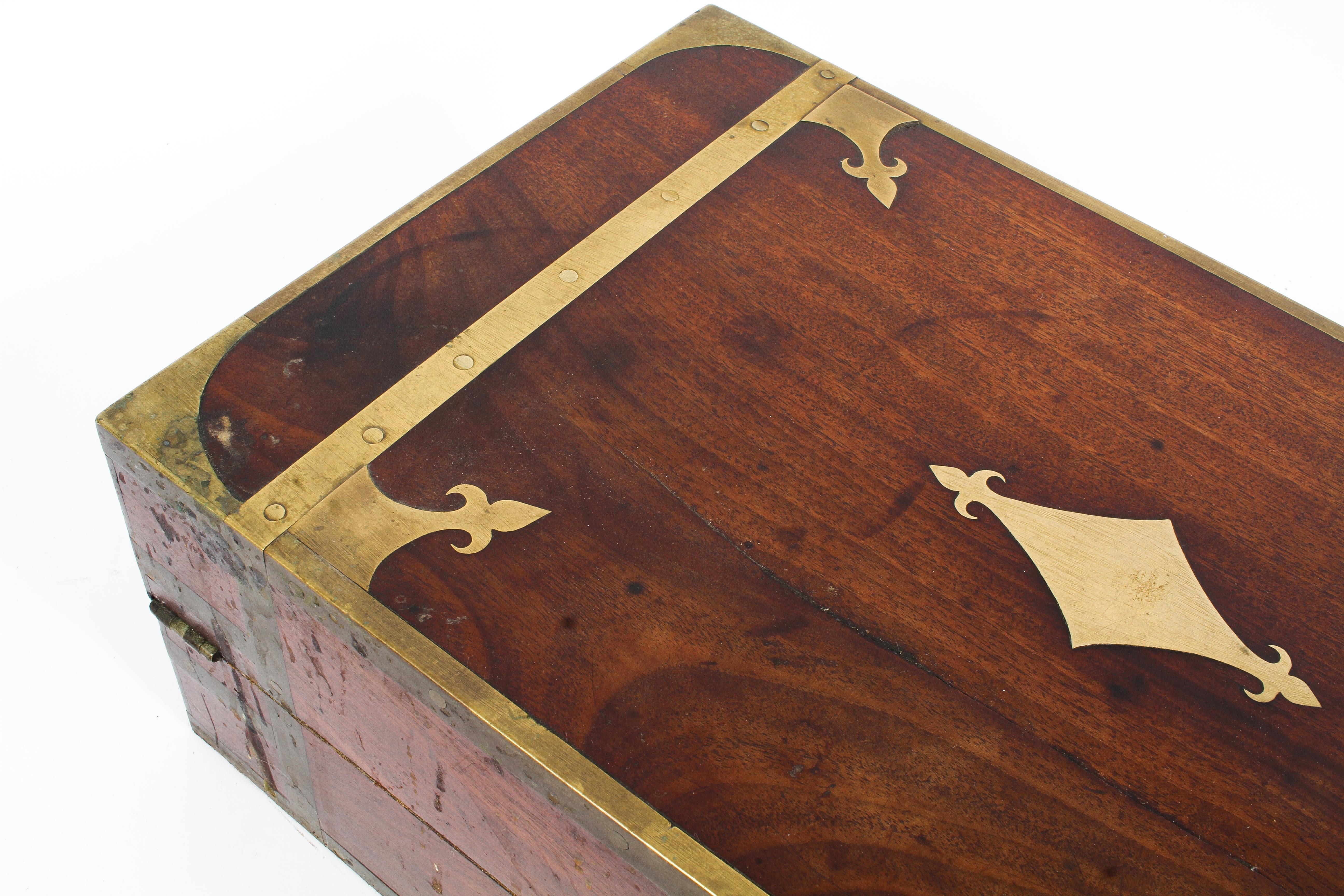 An early to mid 19th century mahogany brass bound writing box on stand, - Image 3 of 9