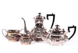 A silver-plate four piece tea service, early 20th century,