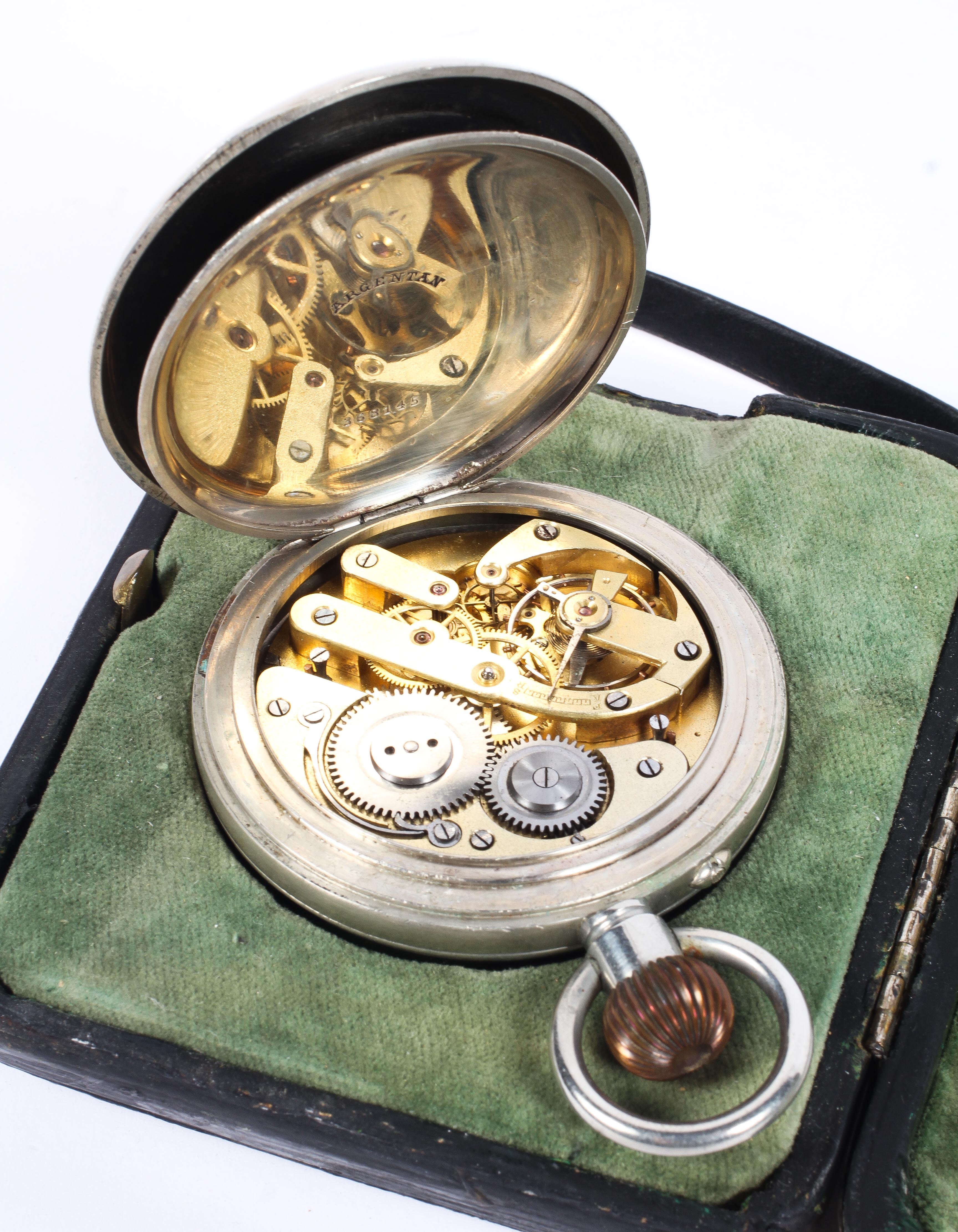 An Edwardian silver plate cased Goliath pocket watch in original silver display case, - Image 4 of 4