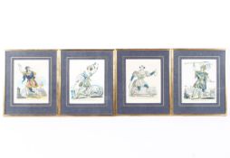 Four hand coloured theatrical engravings, 19th century,