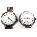 Two early 20th century silver cased gents trench wristwatches,