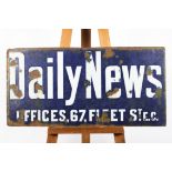 A vintage rectangular enamelled Daily News sign, mid-century,