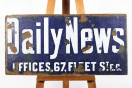 A vintage rectangular enamelled Daily News sign, mid-century,