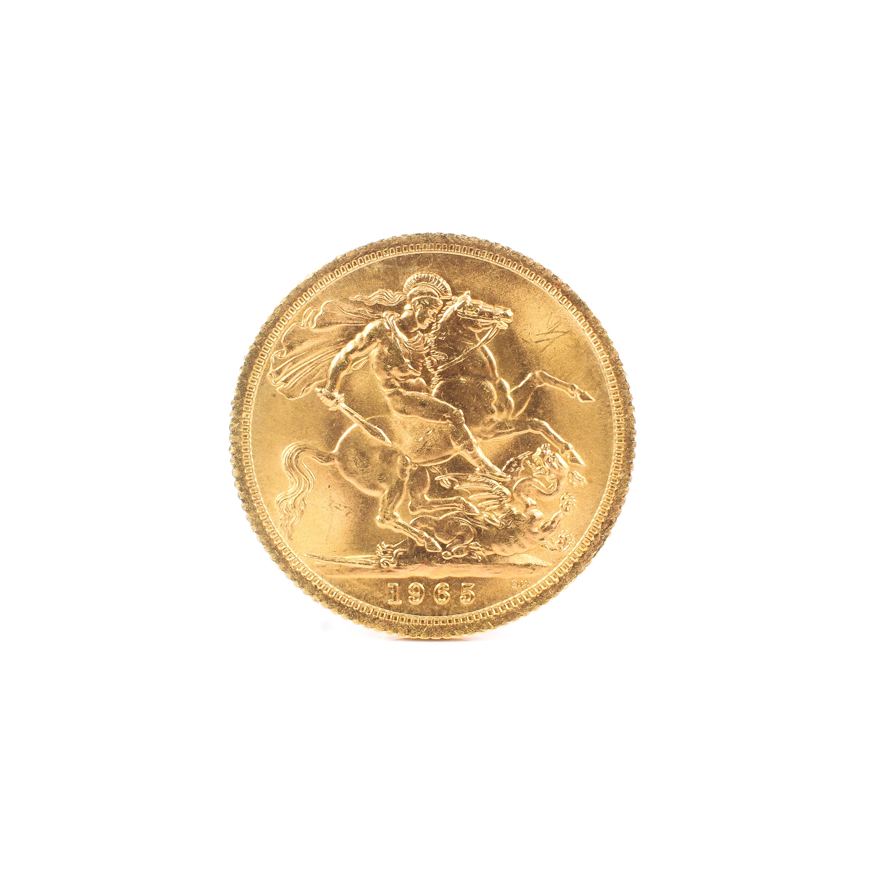 An Elizabeth II Gold sovereign. 1965. 8.0g. - Image 2 of 2