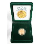 A 1980 Gold proof sovereign, in Perspex case and fitted box. 8g.