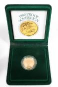 A 1980 Gold proof sovereign, in Perspex case and fitted box. 8g.