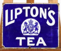 A Liptons Tea enamelled advertising sign, early 20th century, of rectangular form,