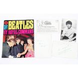 Beatles interest. An autographed postcard together with other items of Beatles memorabilia.