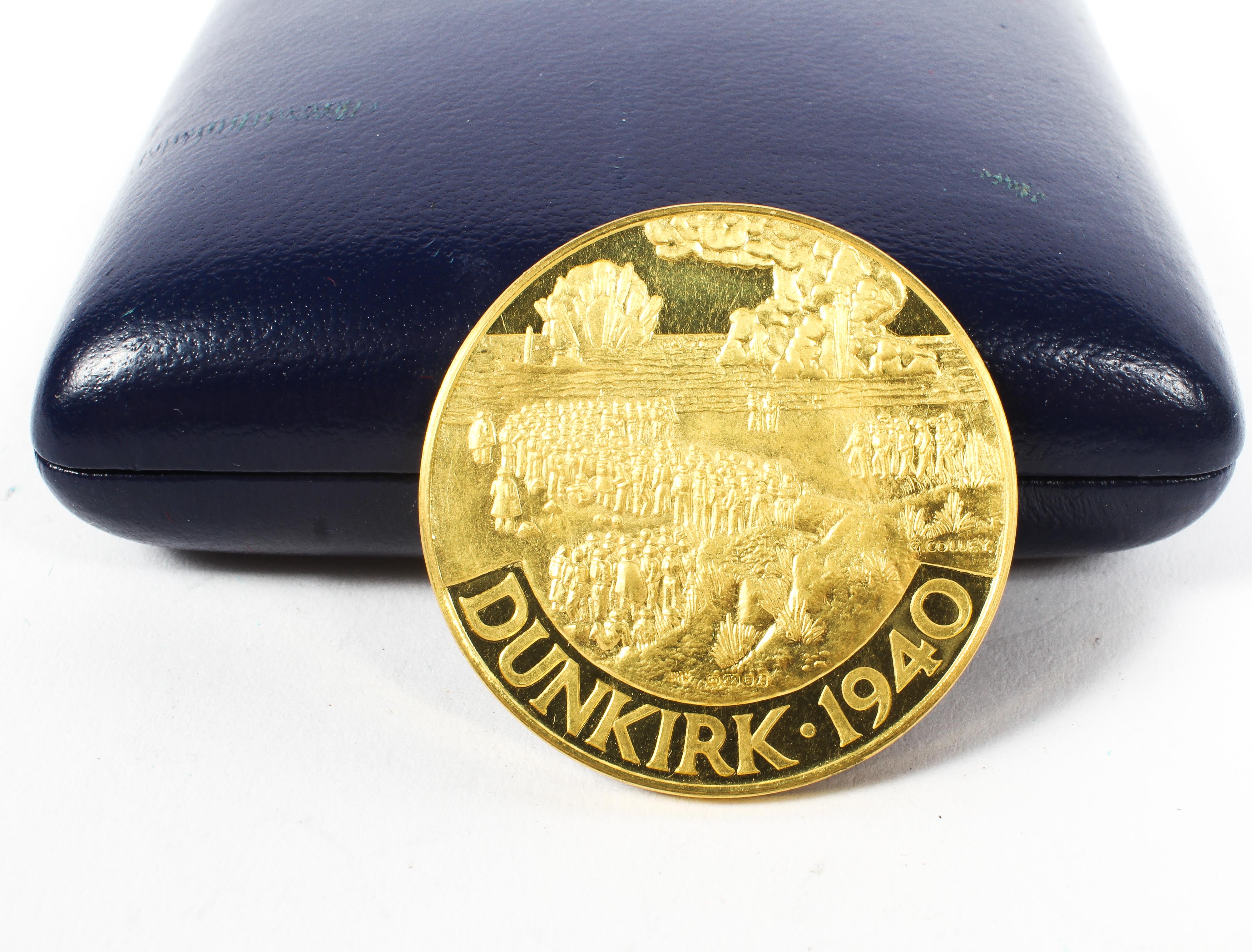 A 22ct gold. Anniversary of Dunkirk commemorative medal coin. - Image 2 of 2