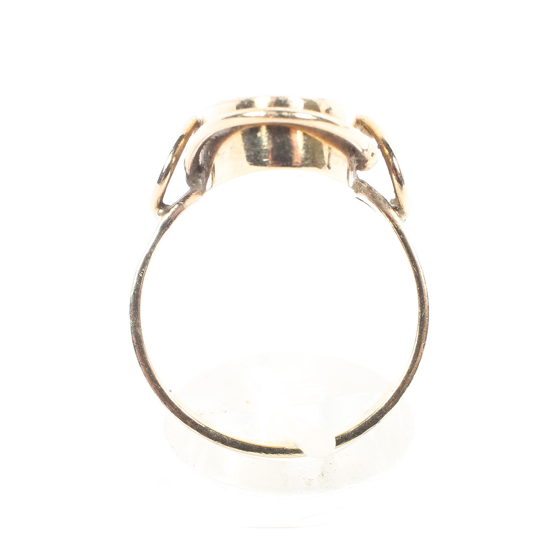 A 15ct gold black opal dress ring, oval black opal triplet in bezel setting. 5.8g Size S. - Image 3 of 4