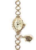 A 9ct gold ladies wristwatch by Sovereign, case and strap marked 9ct,