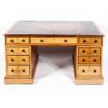 A Victorian oak partner's desk,