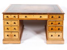 A Victorian oak partner's desk,