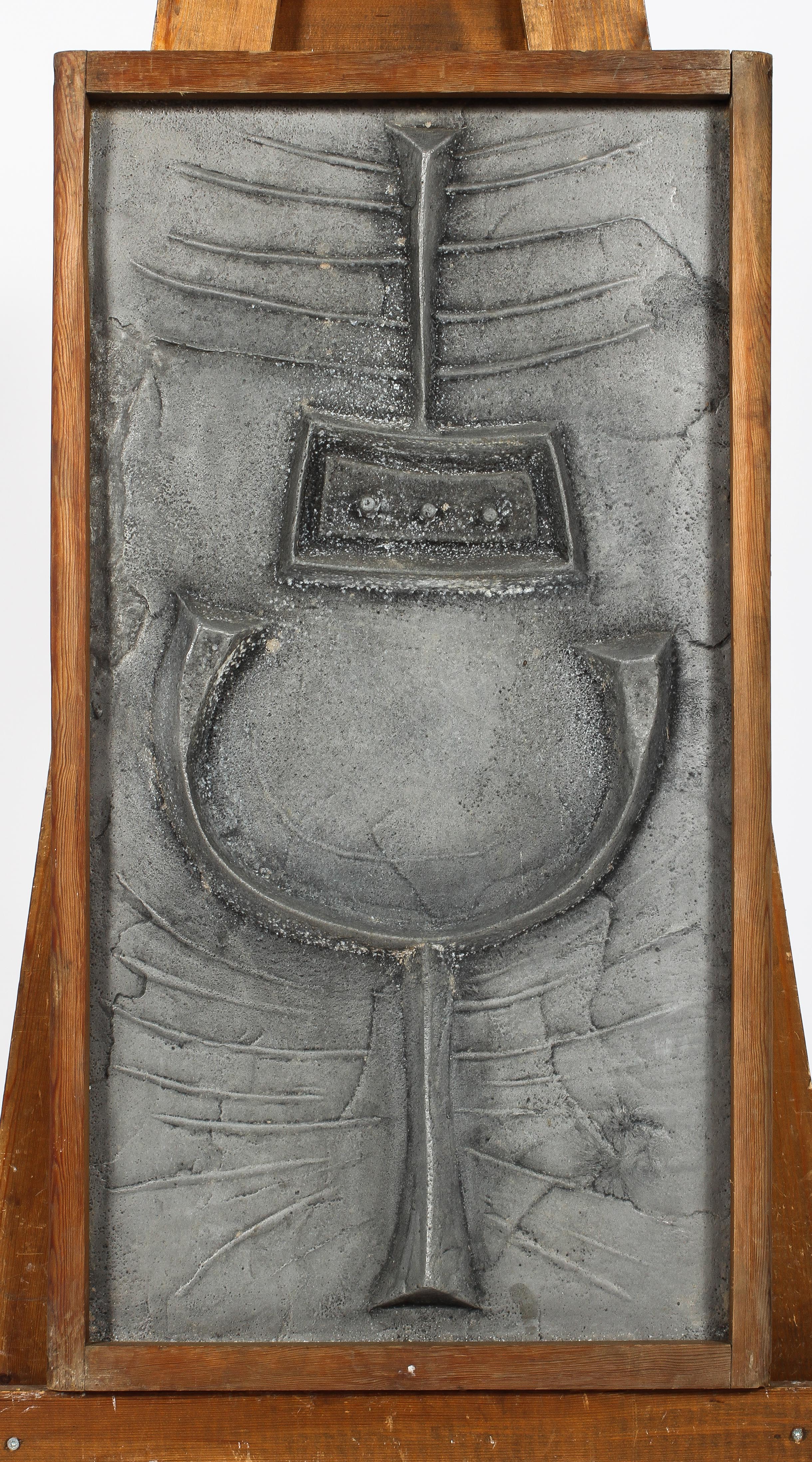 An abstract cast concrete decorative panel, 20th century, incised DB to reverse, - Image 2 of 3