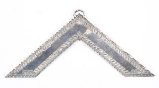 A Victorian sterling silver Masonic set square on looped bale. London,1860. 47g.