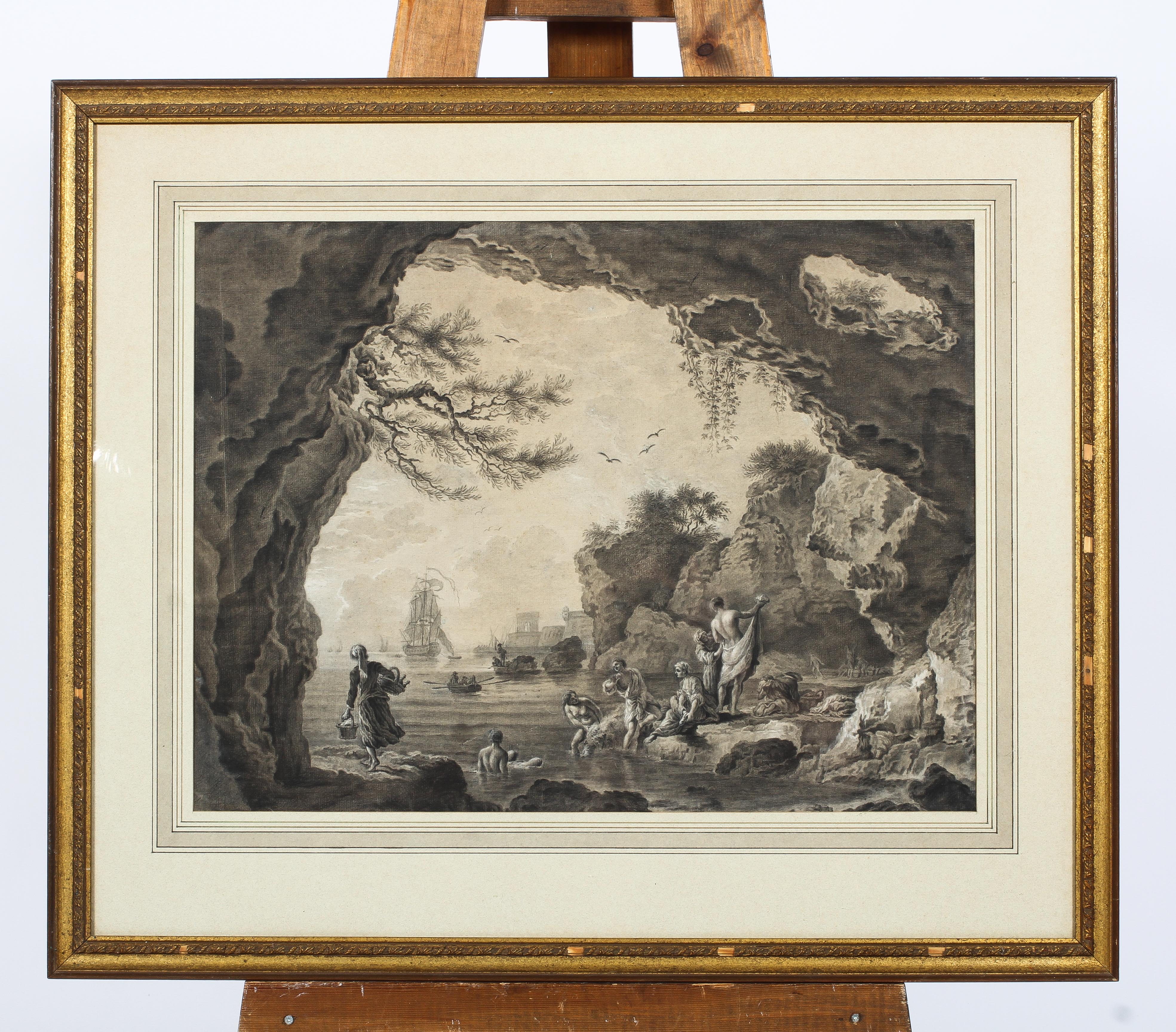 A 19th century etching print of a classical coastal scene with figures bathing - Image 2 of 3