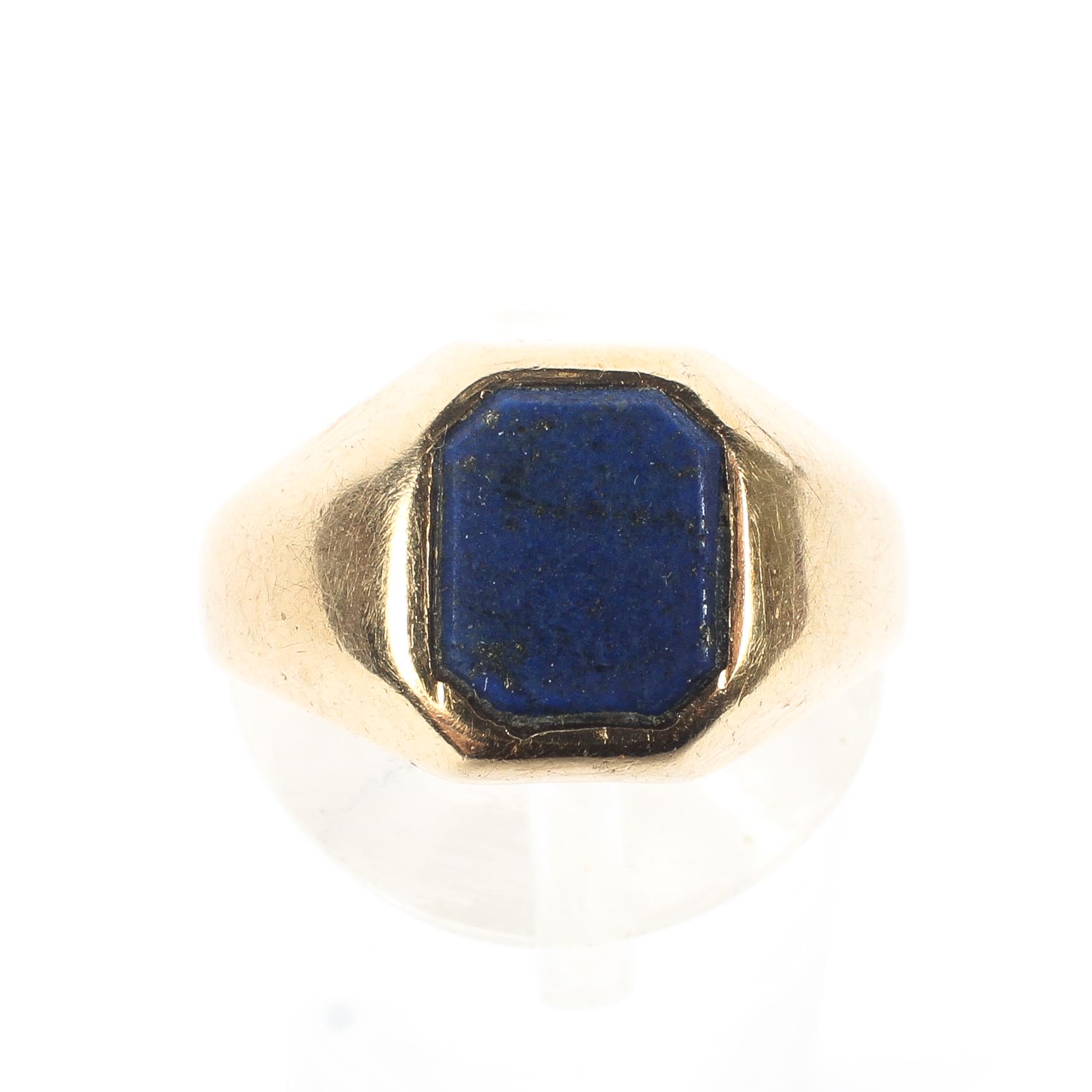 A 9ct gold gentleman's signet ring set with lapis lazuli panel, - Image 2 of 4