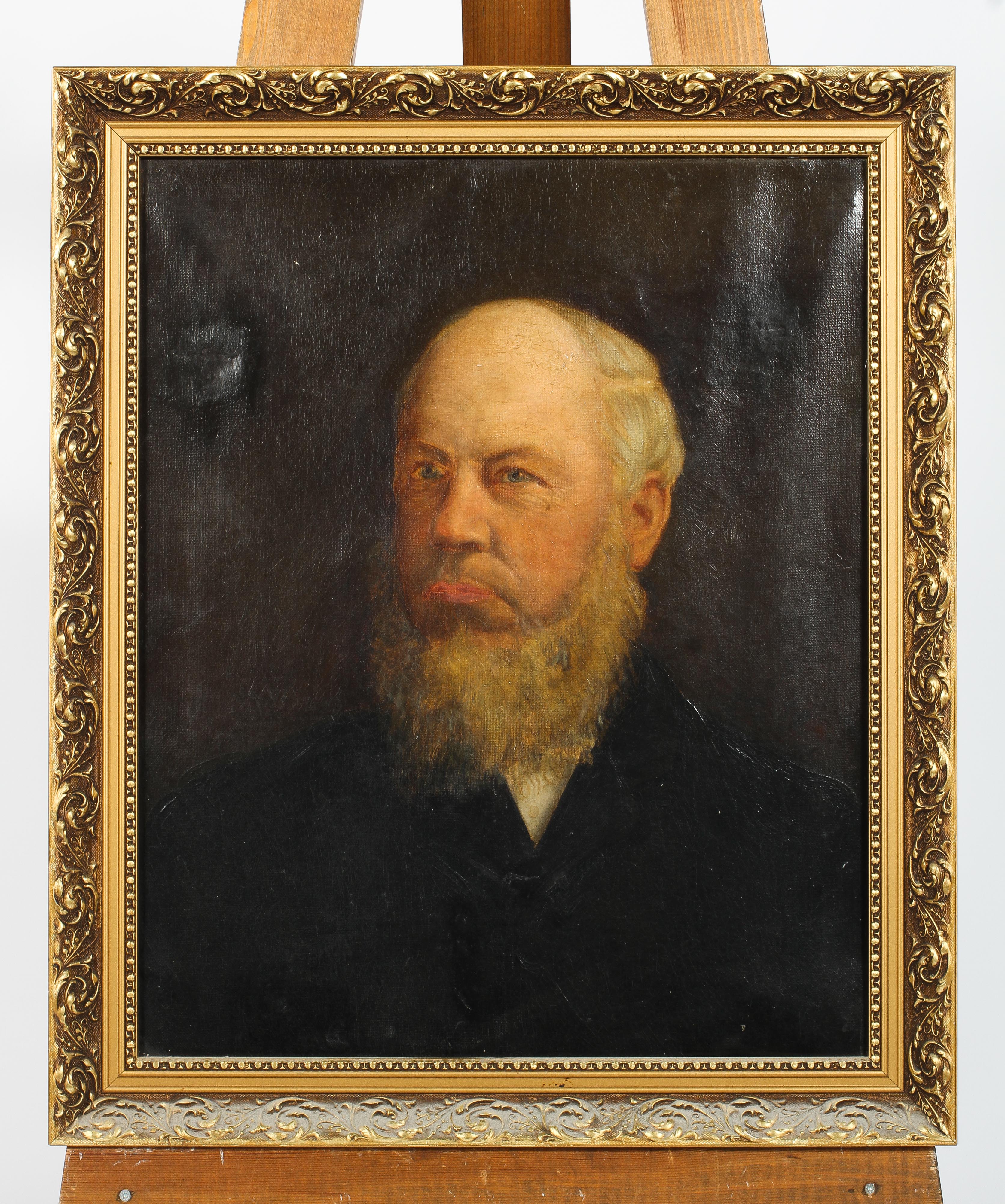 An early 20th century oil on canvas portrait of a distinguished bearded gentleman, in a gilt frame, - Image 2 of 3