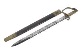 A British 1856 pattern Pioneers sawback sword,
