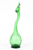 A Persian style green glass rose water sprinkler in the manner of Christopher Dresser,