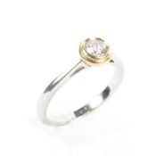 A 950 marked platinum and diamond single stone ring.