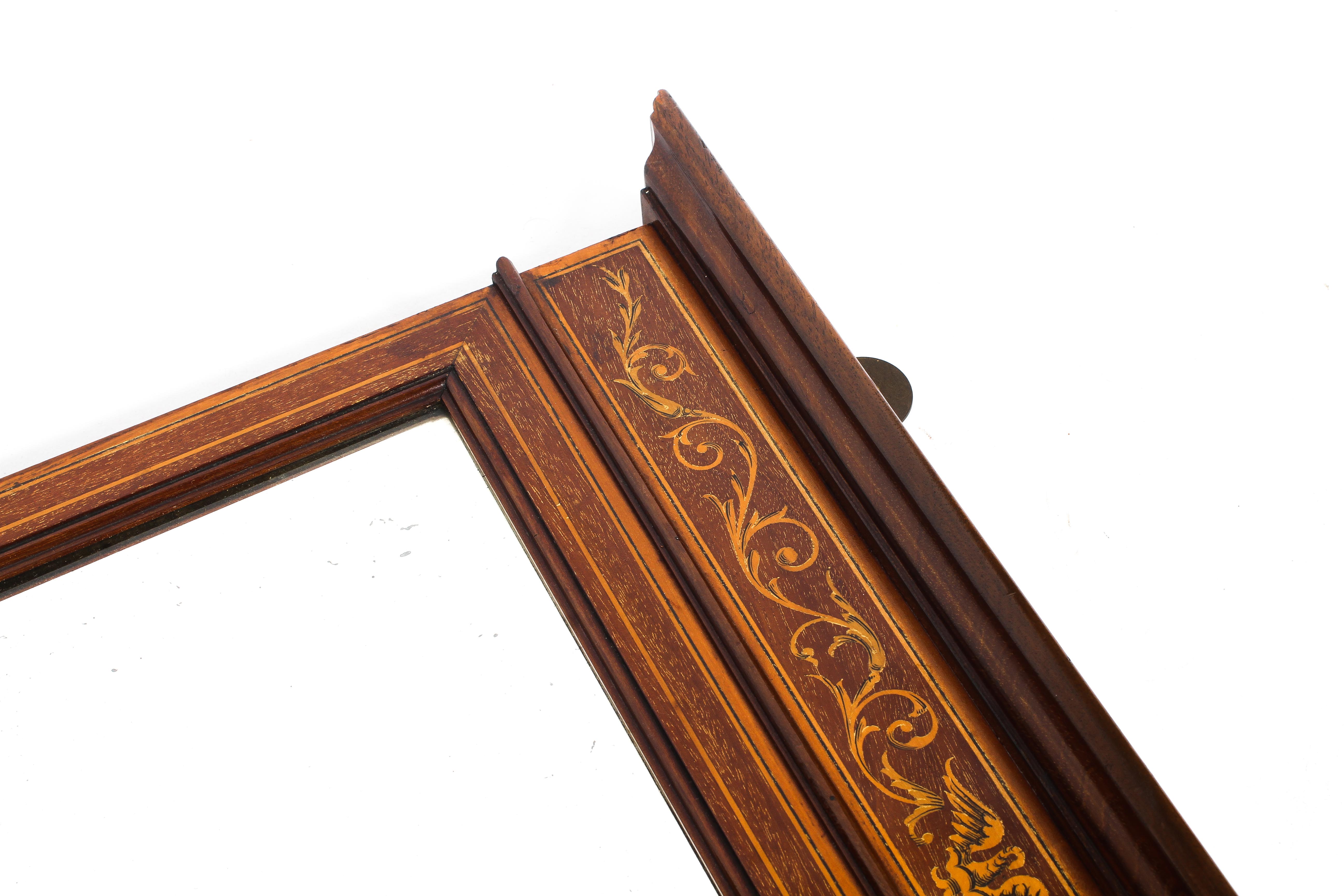 An Edwardian rosewood and marquetry inlaid bevel edge wall mirror, - Image 2 of 2