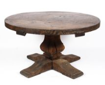 A large contemporary oak dining table, the underside incised 'Tew 1995',