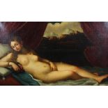 Continental School, late 19th/early 20th century, oil on canvas of a reclining nude