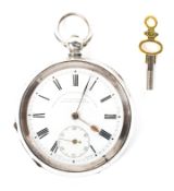 An Edwardian silver cased open face pocket watch by T Fattorini "The trusty no magnetic lever",